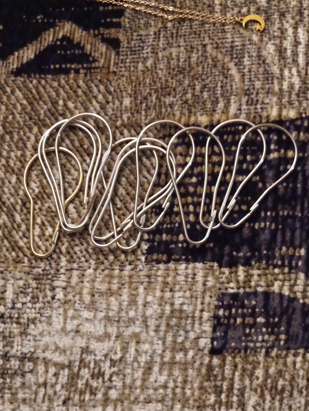 $4 Add-on Set of Silver Teardrop Curtain Rings - 10 Silver & 1 Gold